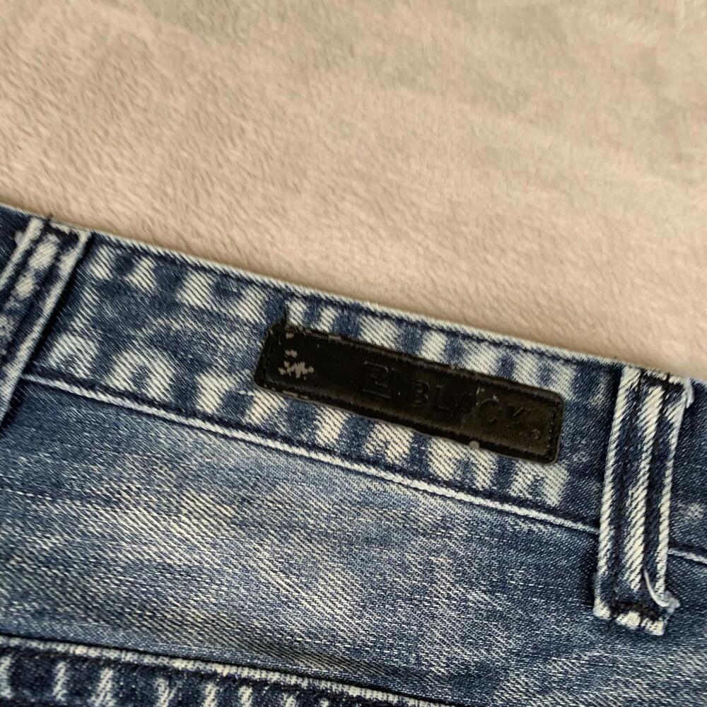 Black Jeans Mens 30x32 Blue Relaxed Straight‎ Leg Distressed Denim Vintage Style - Picture 13 of 14